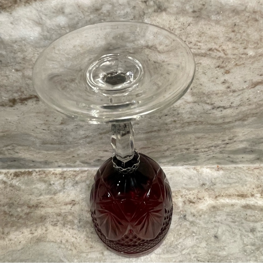 VTG Cristal d'Arques Antique Ruby Red 8" Water Goblet | Diamond Ball Stem - Picture 4 of 9